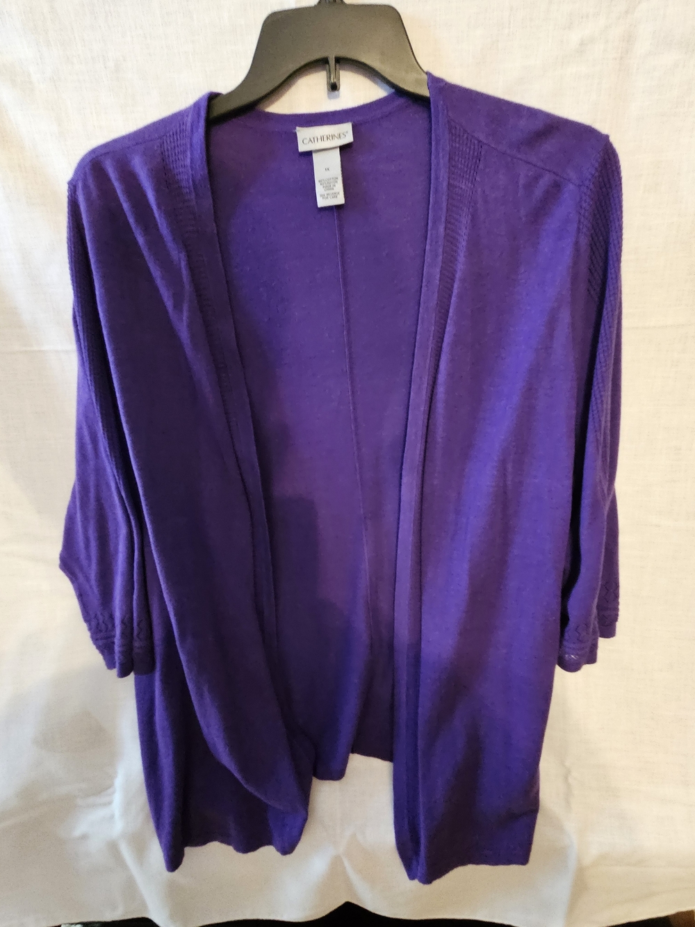 Catherines Purple Open-Front Lightweight Women's Cardigan